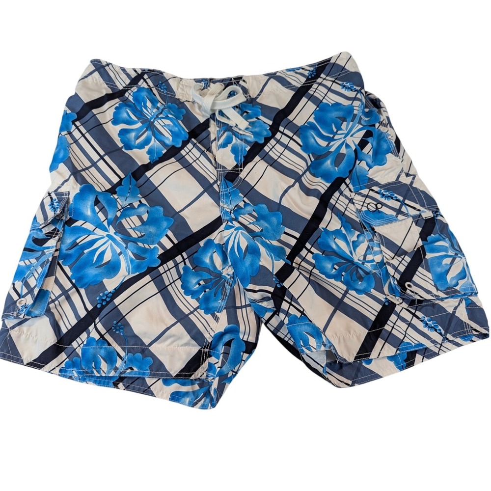 Ocean Pacific Mens Blue Floral Cargo Swim Suit Beach Pool Vacation Size‎ 2XL